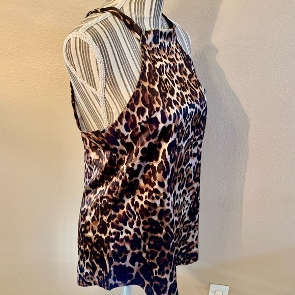 NWT Satin Tank Small OrderPlus Leopard Animal Print Black Brown Beige Keyhole - Picture 5 of 16